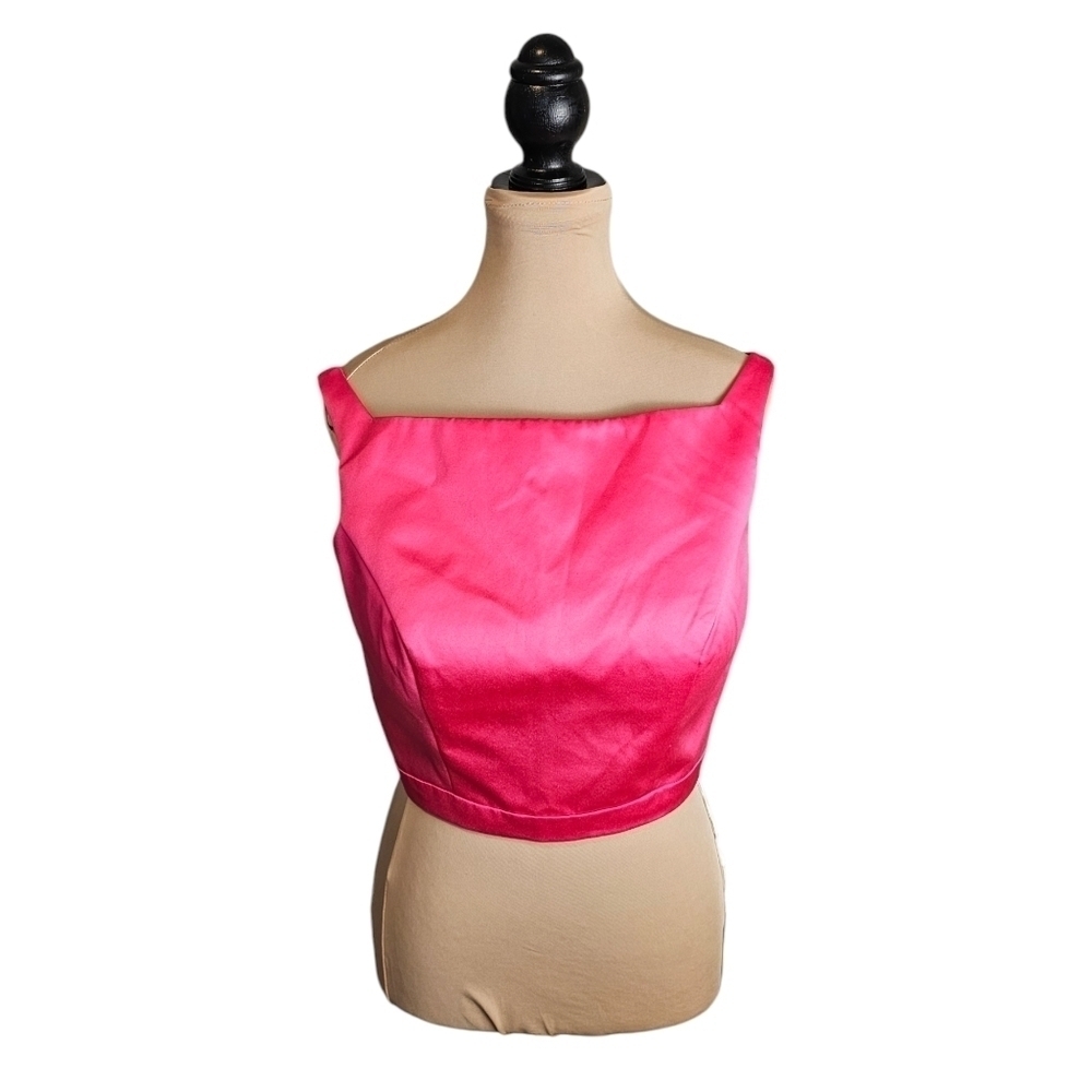 Angela & Alison Pink Fuchsia Structured Crop Top Sz 10